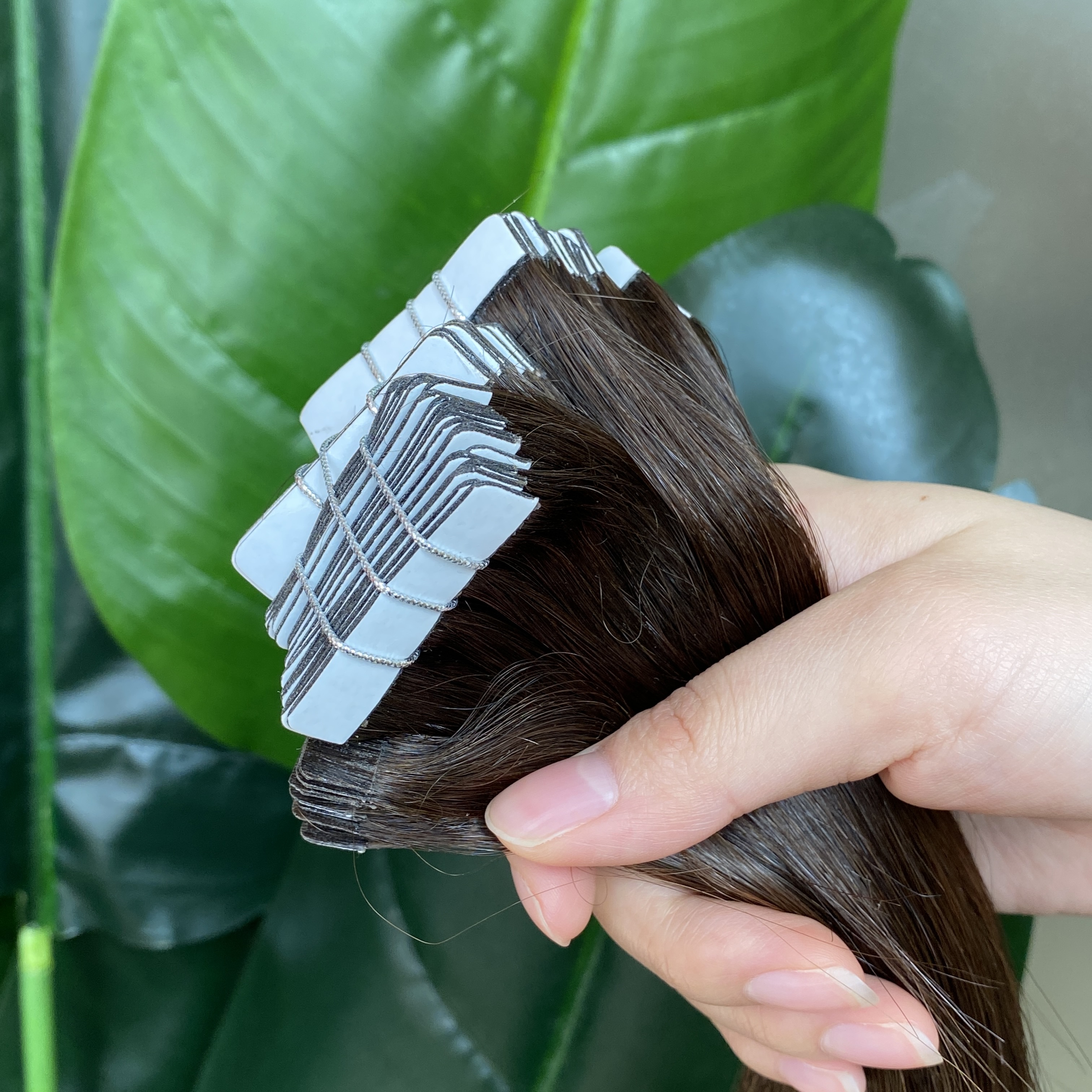 Brown #2 Silky Straight Wavy Tape In Hair Extensions 50g/lot 3 Lots Russian Brazilian Malaysian Indian 100% Raw Virgin Human Hair Weaving