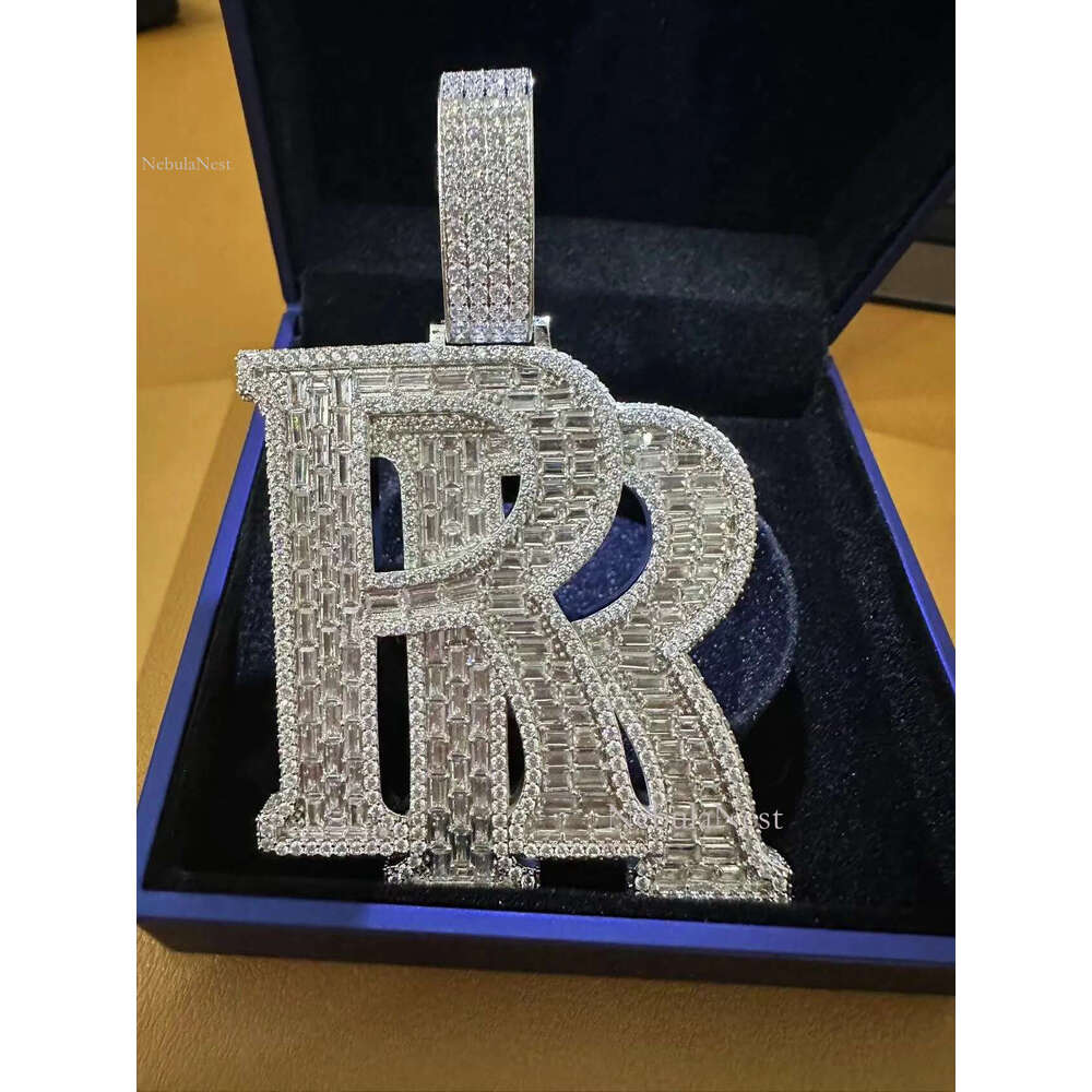 custom pendant cuban Moissanite chain Dia Necklace Iced Out Hip Hop Letter Name Pendant Chain For Men Custom Jewelry