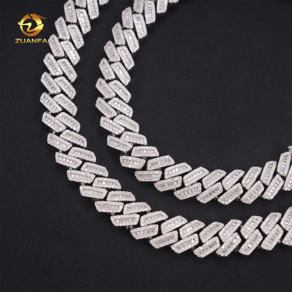 Hip Hop Jewelry 12Mm 10K White Gold Pyroxene French Long Stick Mens Chilled Cuban Chain Passes The Tester