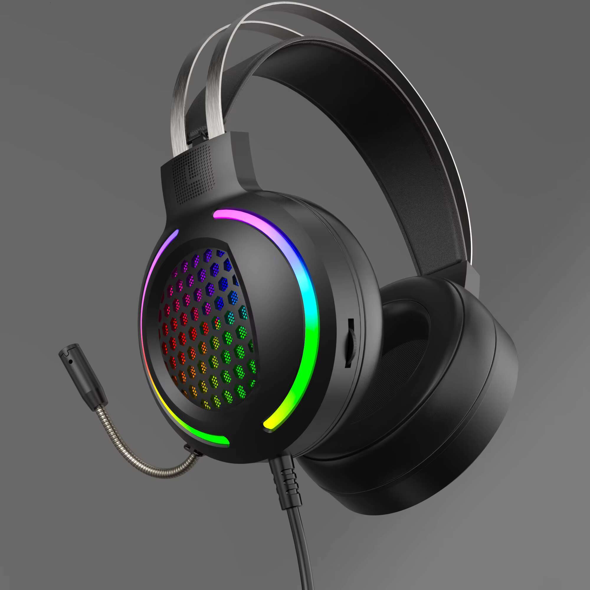 G12 RGB Cool Honeycomb Headset with Microphone USB 7.1 Colorful Light Gaming Headphone for PC/ps4