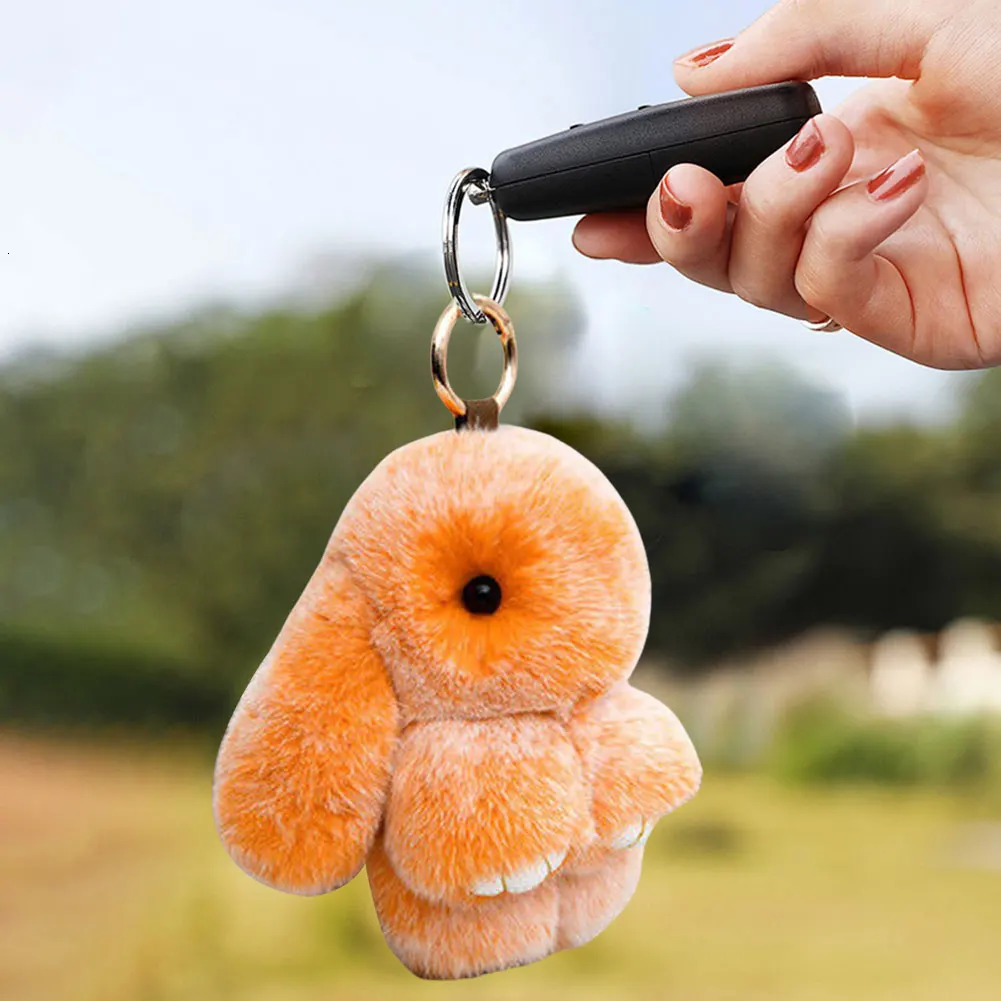 Cute Plush Bunny Keychain with Tin Lovely Keyring Pendant Car Handbag Keyring for Women Teen Girls Kids Backpack Purse 250328