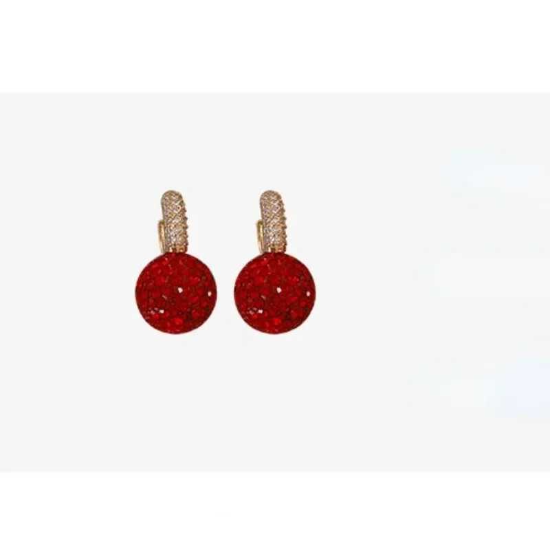 New Fashion Jewelry Full Water Diamond Red Ball Earrings Autumn/Winter Fashion Korean Womens Temperature EarringsXJ250327