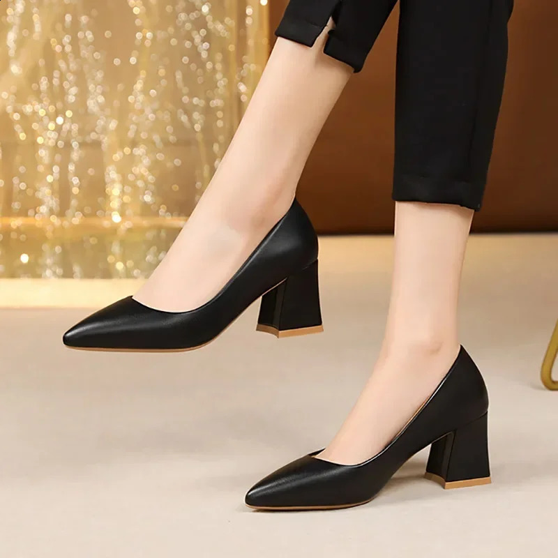 basic pump toe high-heeled boat shoes womens dress shoes light white wedding shoes black plus size 35-42 250326