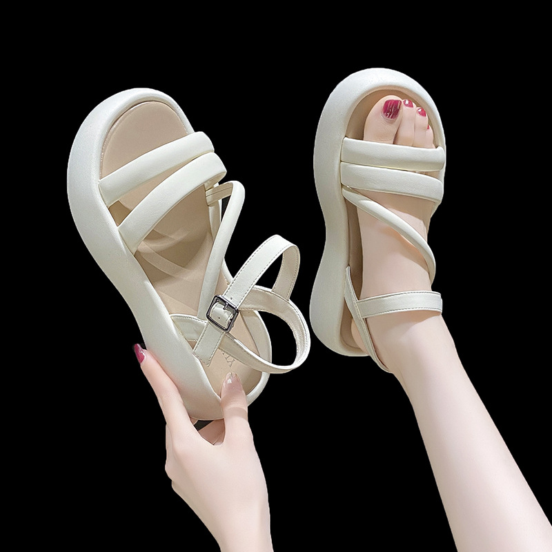 Thick soled sandals free Shipping Designer Slipper Wearing beach shoes outside One word buckle strap Casual women's shoes HOT 2025