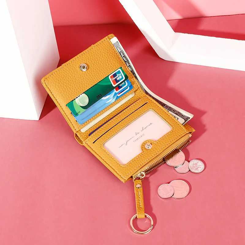 Women Soft Short Wallet Quality PU Leather Female Small Slim Coin Purse Card Holder Keychain Zipper Design Mini Square Mey BagXJ250624