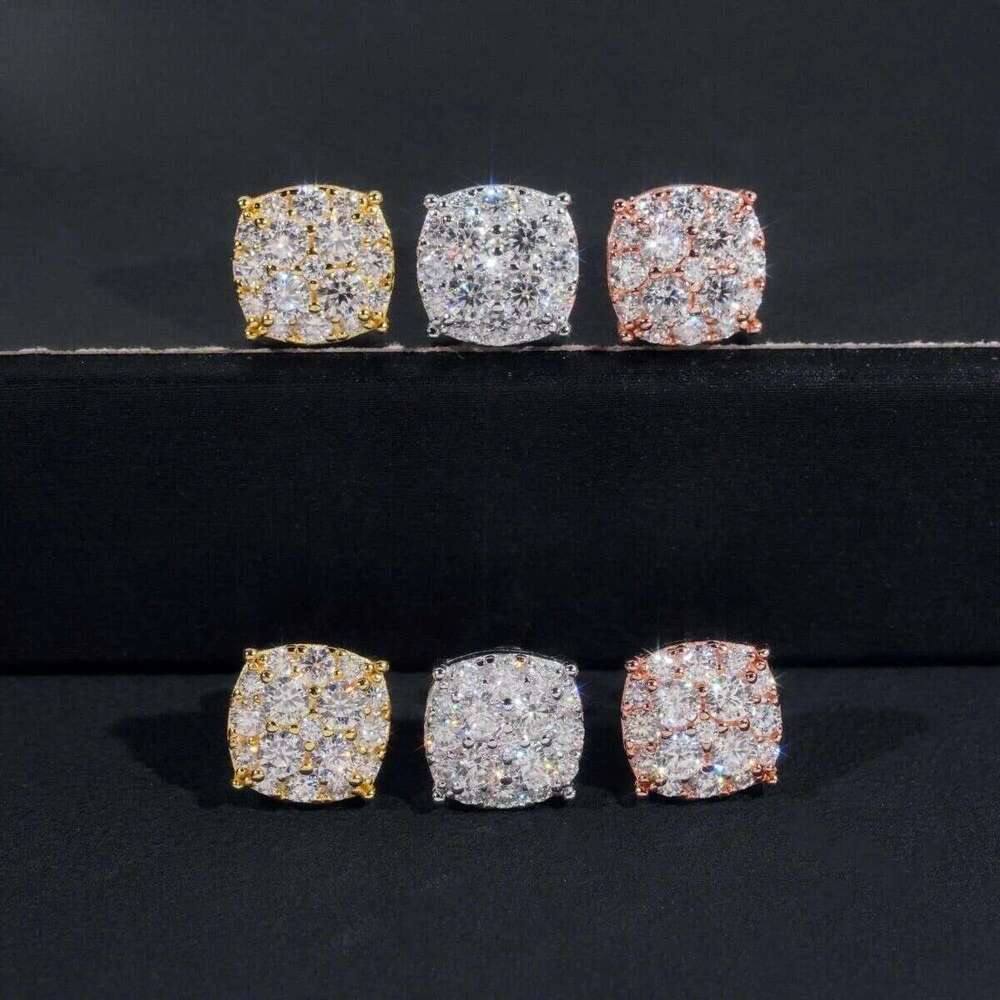 New Pass Tester GRA Certified Stocks VVS Dia Sterg Sier Hip Hop Jewelry Moissanite Stud Earrings For Men