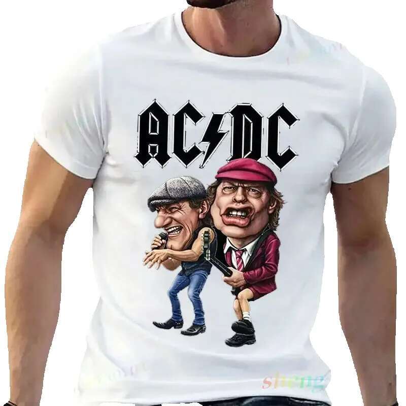 Playera Rock Band AC DC casual men's short sleeved T-shirt funny fashion music print custom unisex top