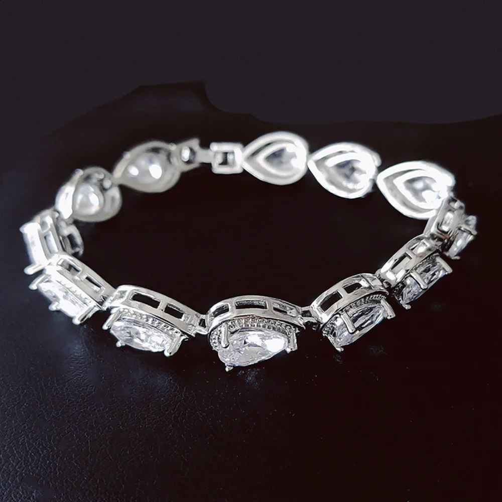 18CM Angel Tears Pear silver color on hand Bracelet Bangle For Women Anniversary Gift Jewelry Bulk Sell S5448 250321