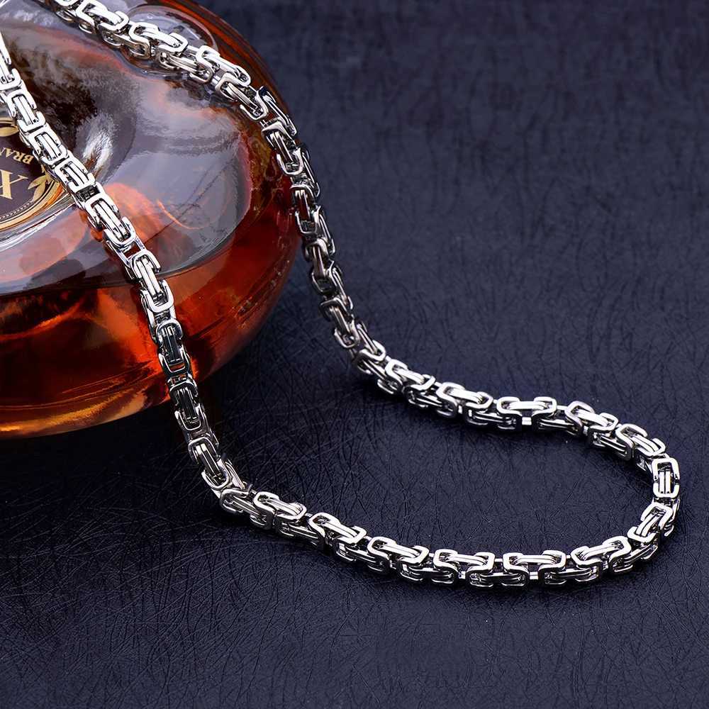 Width 5MM 316L Titanium Steel Empire Chain Necklace Fashion Stainless Steel Mens Necklace Hip Hop Rock Jewelry Length 60/70CM Y250329