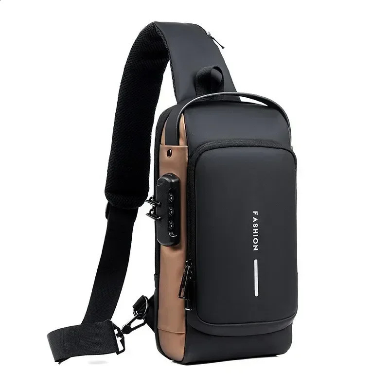 Men Anti Theft Chest Bag Shoulder Bags USB Charging Crossbody Package School Short Trip Messengers Bags Mens Oxford Sling Pack 250327