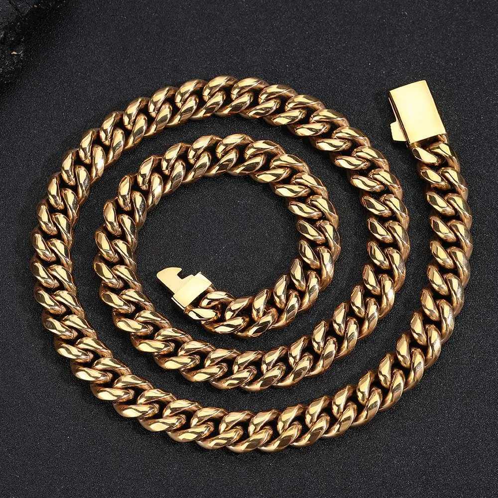 6mm 8mm 10mm 12mm Hip Hop Cuban Chain Necklace Fashion Jewelry Stainless Steel Chain Mens Gift Y250329