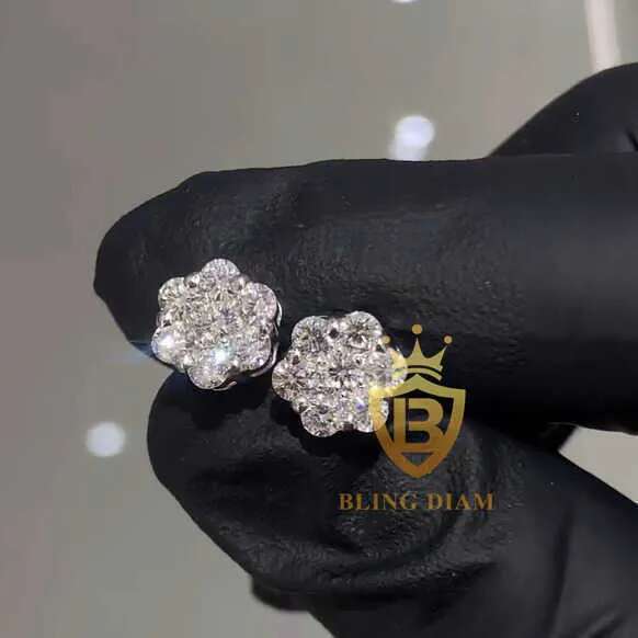 Read to Ship D VVS Moissanite Stud Earring sterg sier 10k 14k plated hip hop earrings earring wer ear rings
