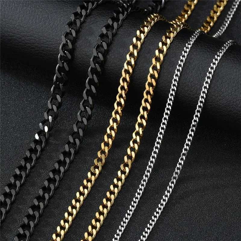 LETAPI Hip Hop Stainless Steel Curled Cuban Chain Necklace for Men and Women Basic Punk Mens Necklace Jewelry Gifts Y250329