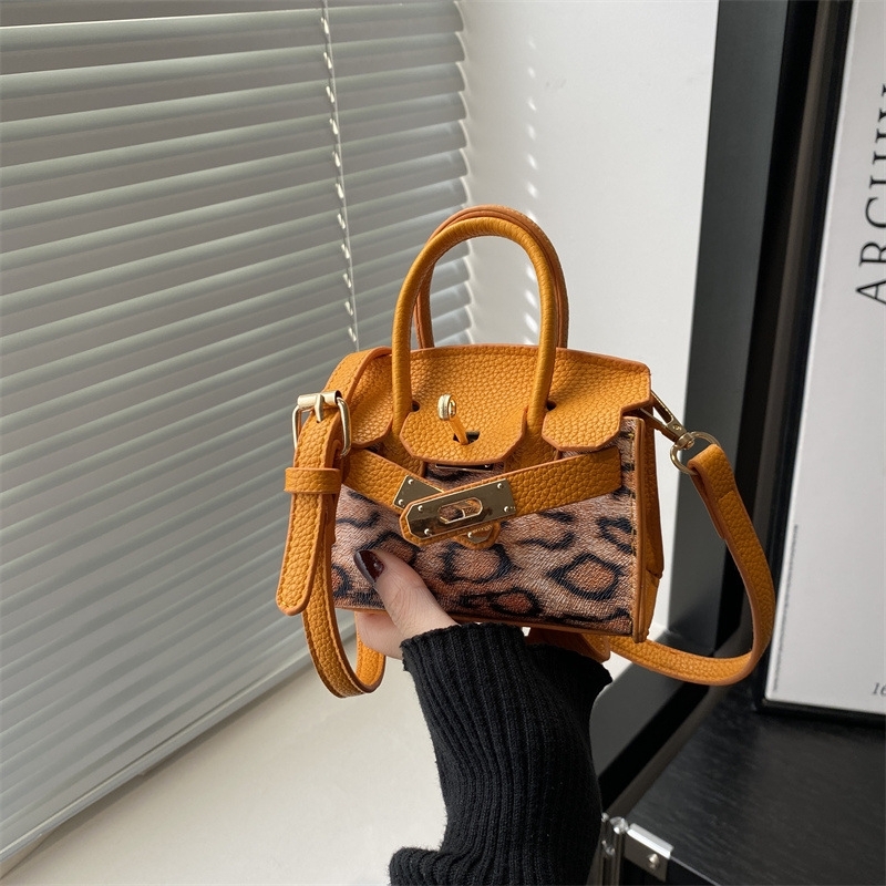 Trend everything leopard-print mini Kelly bag girl with cross body change pocket red packets