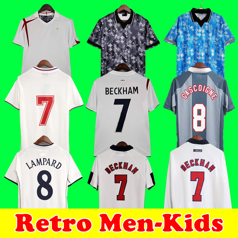 GaryLineker EnglandS Class Vintage Jersey OWEN SHEARER BECKHAM Soccer Jerseys LAMPARD GERRARD ROONEY 1980 1982 1990 1996 1998 2002 2006 2008 2010 Retro Men Kid kit