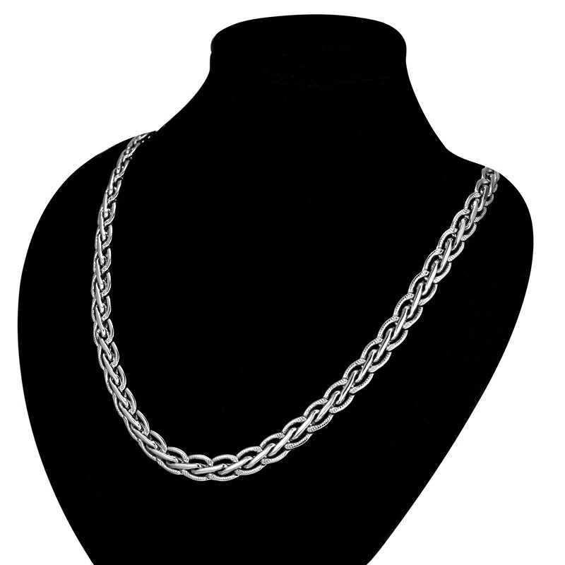 4/8MM Gold Silver Womens Necklace Foxtail Curved Braided Rope Chain Braided Chain 55cm Hip Hop Jewelry Y250329