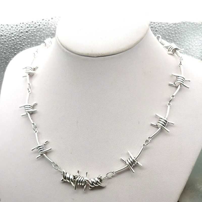 New Small Thread Bracelet Iron Neutral Necklace Womens Hip Hop Gothic Punk Style Thorn Chain Necklace Y250329