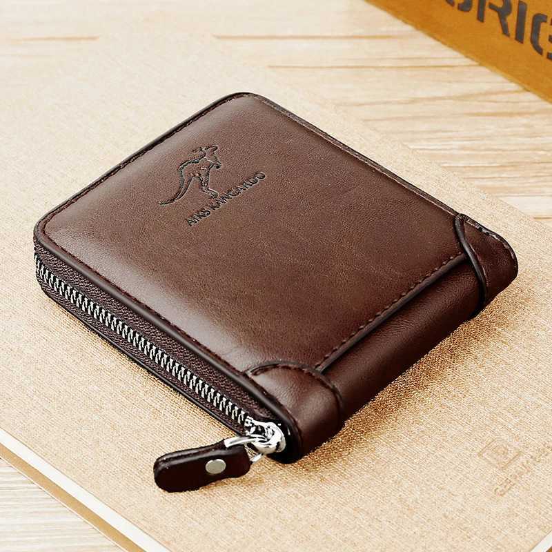 Leather mens wallet luxury mens wallet mens zipper card holder with coin pocket Rfid wallet mens wallet giftXJ250329