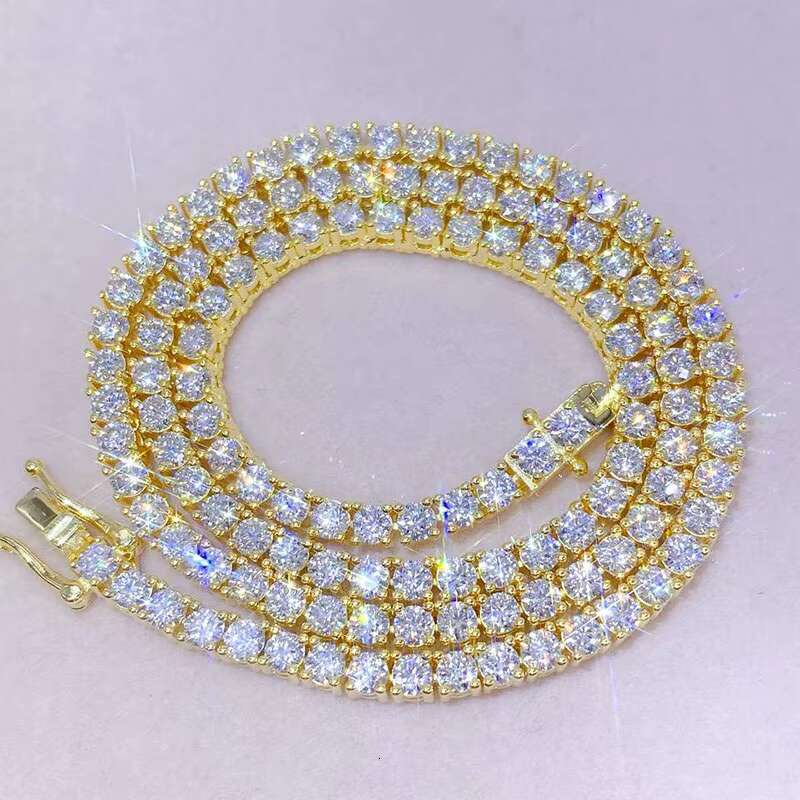 5 mm Hip Hop Tennis Chain Necklace for Women 925 Sterling Silver Chain VVS Moissanite Diamond Rose Gold Tennis Chain