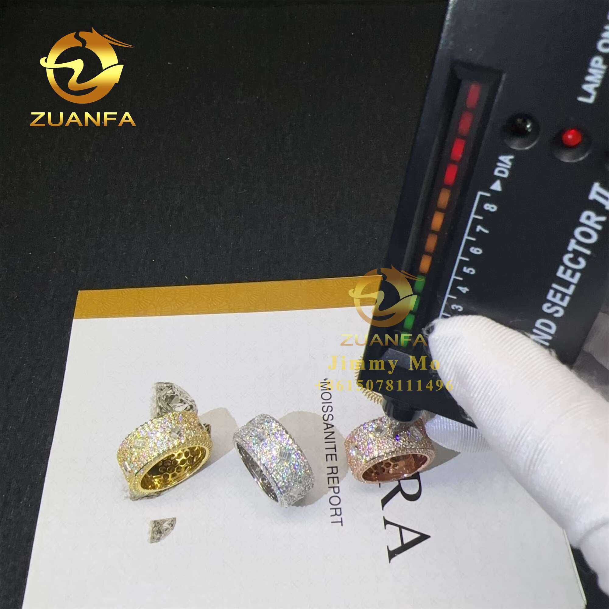 Fashion Rapper Jewelry Buss Down Pass Diamond Tester 925 Sterling Silver Fully Iced Out VVS Moissanite Diamond Eternity Ring Men