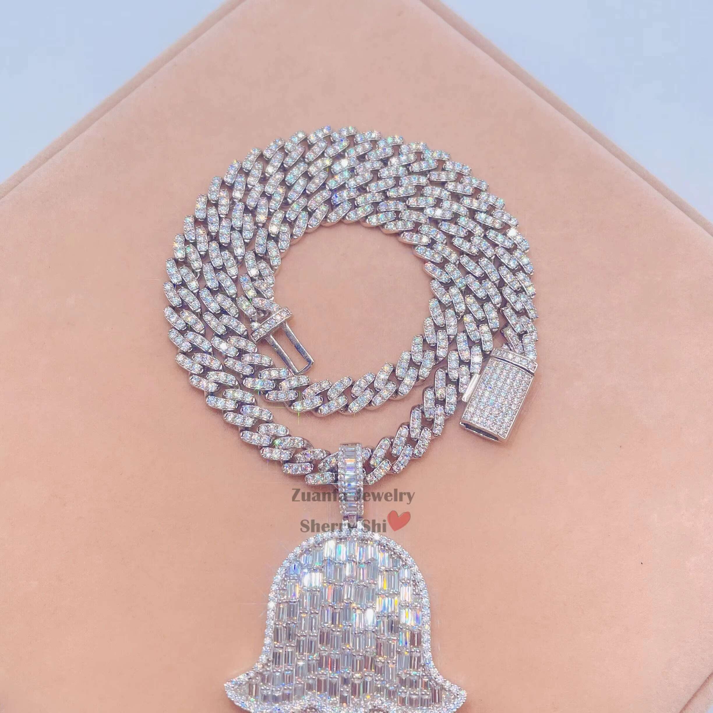 Sterling Silver 925 Rapper Jewelry Custom Made Vvs Moissanite Iced Out Hip Hop Hamsa Pendant