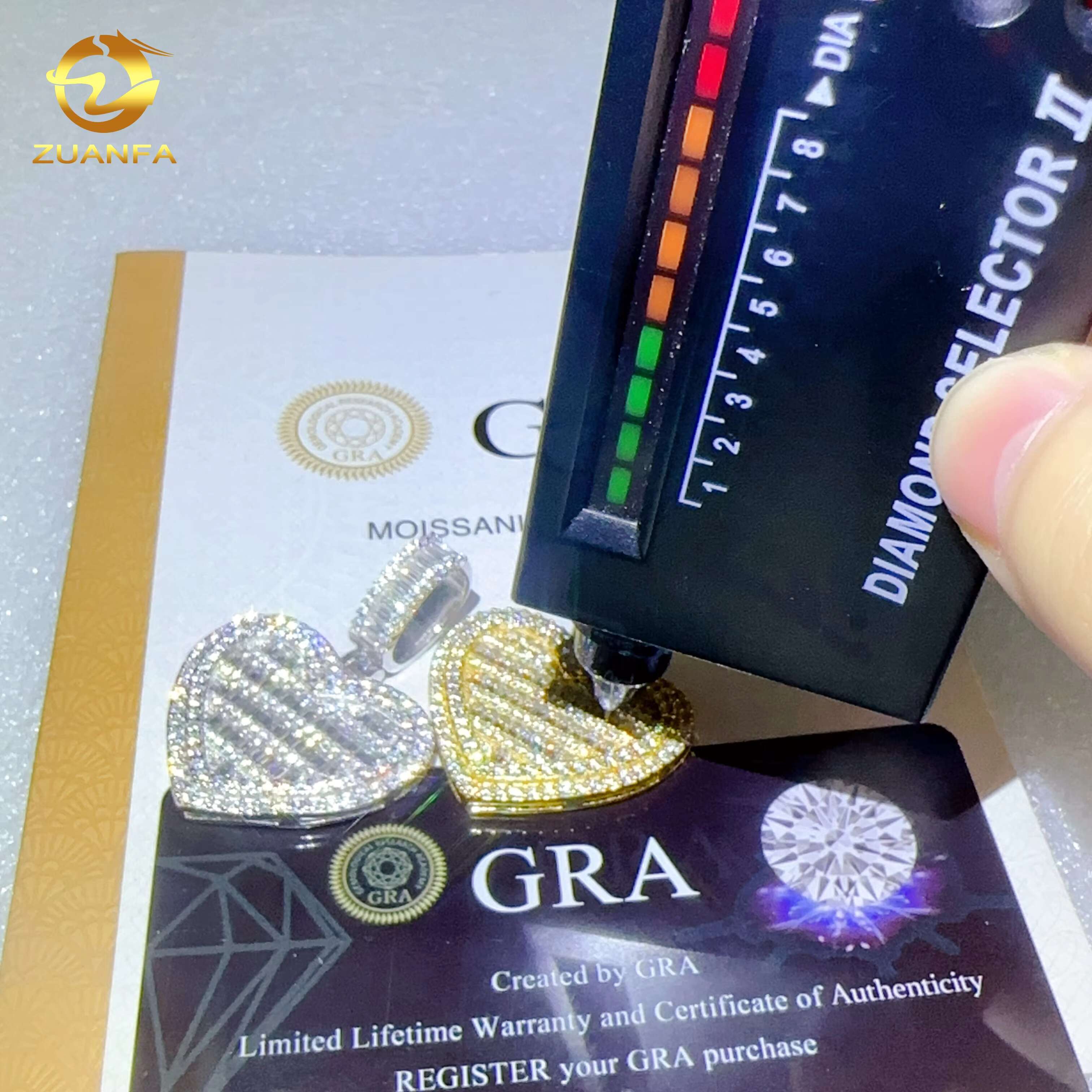 Emerald Diamond Pendant 925 Silver Iced Out Moissanite Pendant Custom Jewelry Heart Shape Pendant