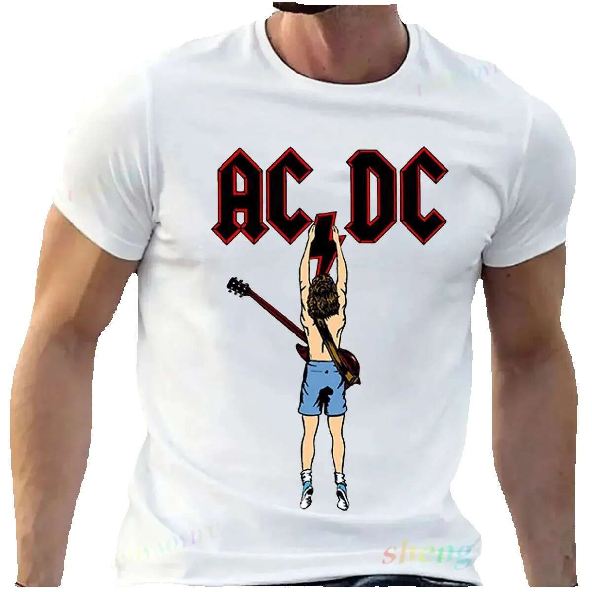 Playera Rock Band AC DC casual men's short sleeved T-shirt funny fashion music print custom unisex top