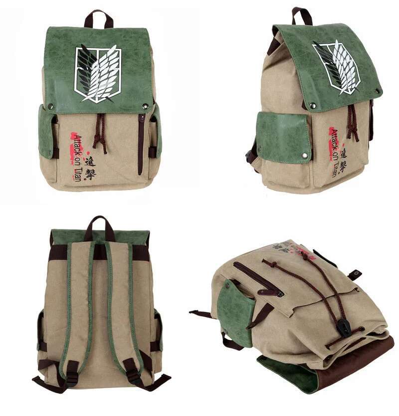 Anime Attack On Titan Backpack Cartoon Canvas School Bag Female Male Bagpack Plecak Laptop Travel Outdoor Mochilas