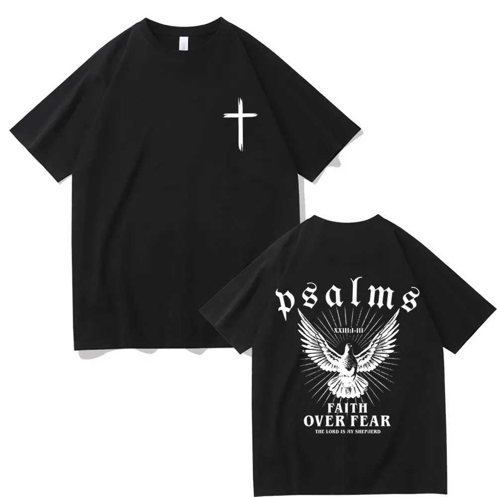 Jesus Faith Over Fear Christian Peace Dove Graphic T-shirts Men Women Fashion Casual Oversized T Shirt Man 100% Cotton Tshirt X250329