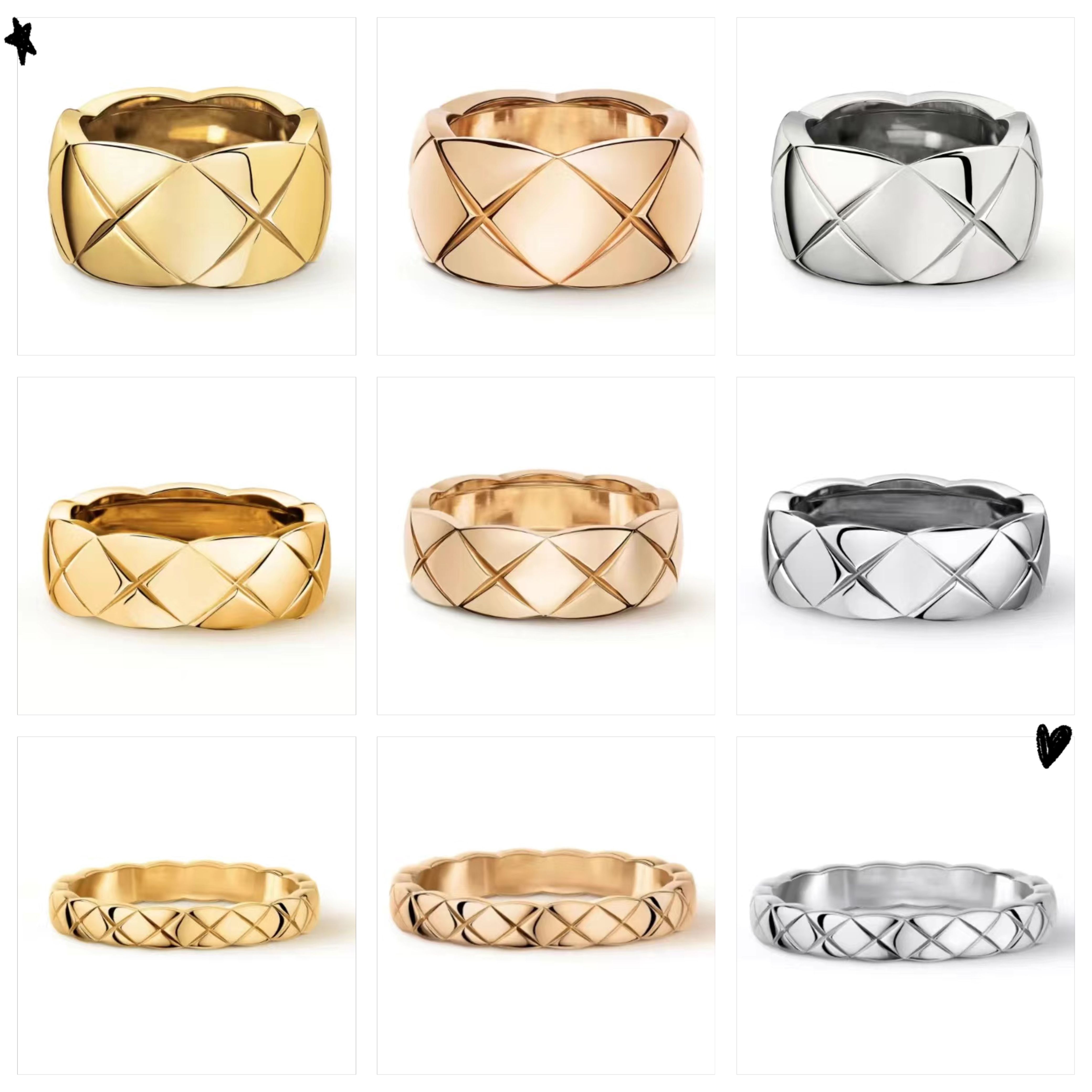 High quality 925 Silver Crush Rings Gold Embossed Rhomboid Diamonds Ring Motif Quilted Pattern Lends Graphic Shapes Original Collection Never Fade Women Jewel Gift