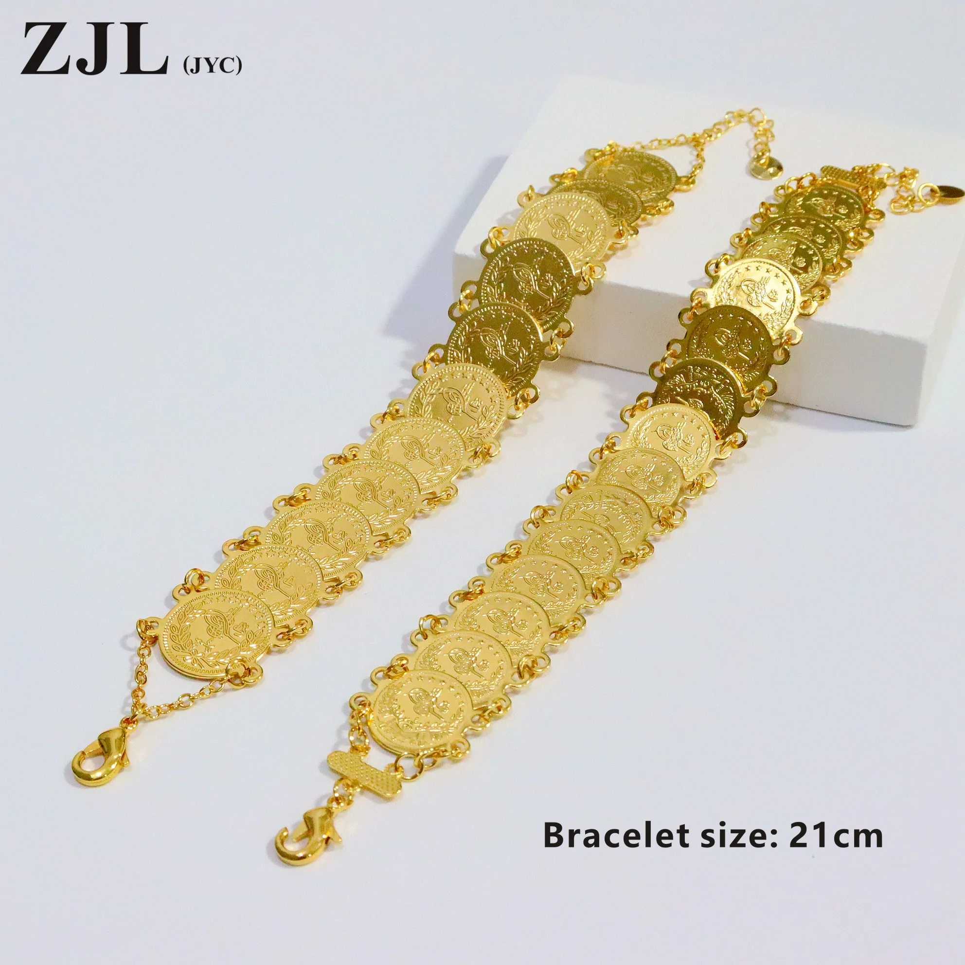 Luxurious 24K Gold-Plated Coin Bracelet with Exquisite Craftsmanship Z250329