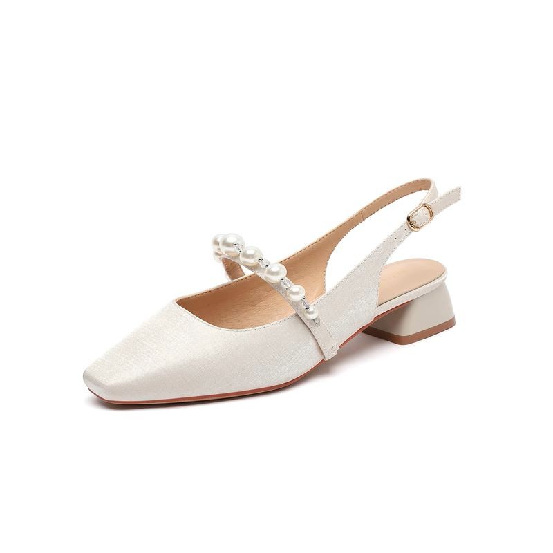 slippers Designer Coarse heeled sandals One word strap single shoe Baotou high heels Rear empty slipper Women External penetration