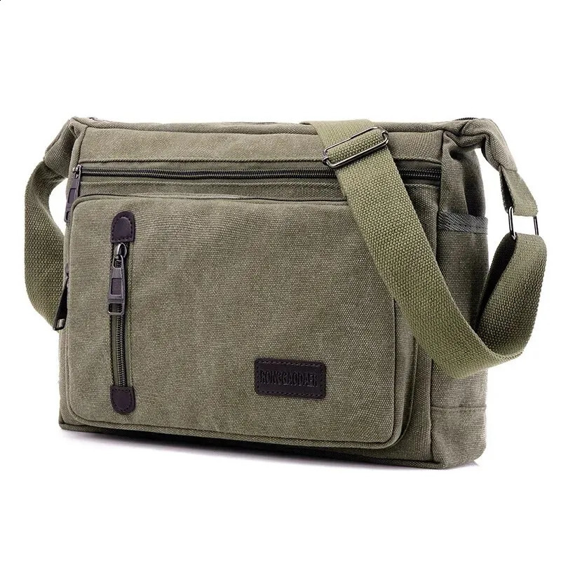 Canvas Shoulder Bag Bottle Men Women Casual Simple Fashion Retro Crossbody Cross Square Multi Layered 250407