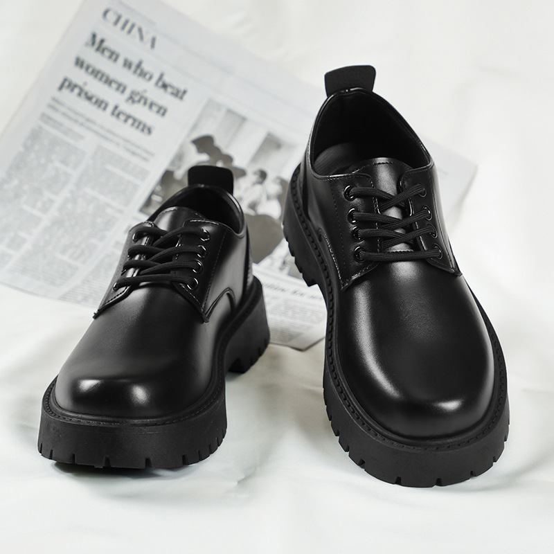 Free shipping 2025 men casual shoes fashion loafers thick soled waterproof trendy shoes Imitation leather shoes