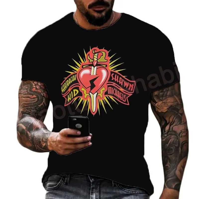 Summer Mens 3D Famous Wrestler Shawn Michaels T-shirt Childrens Street Large Round Neck Sports Top 26Y0424