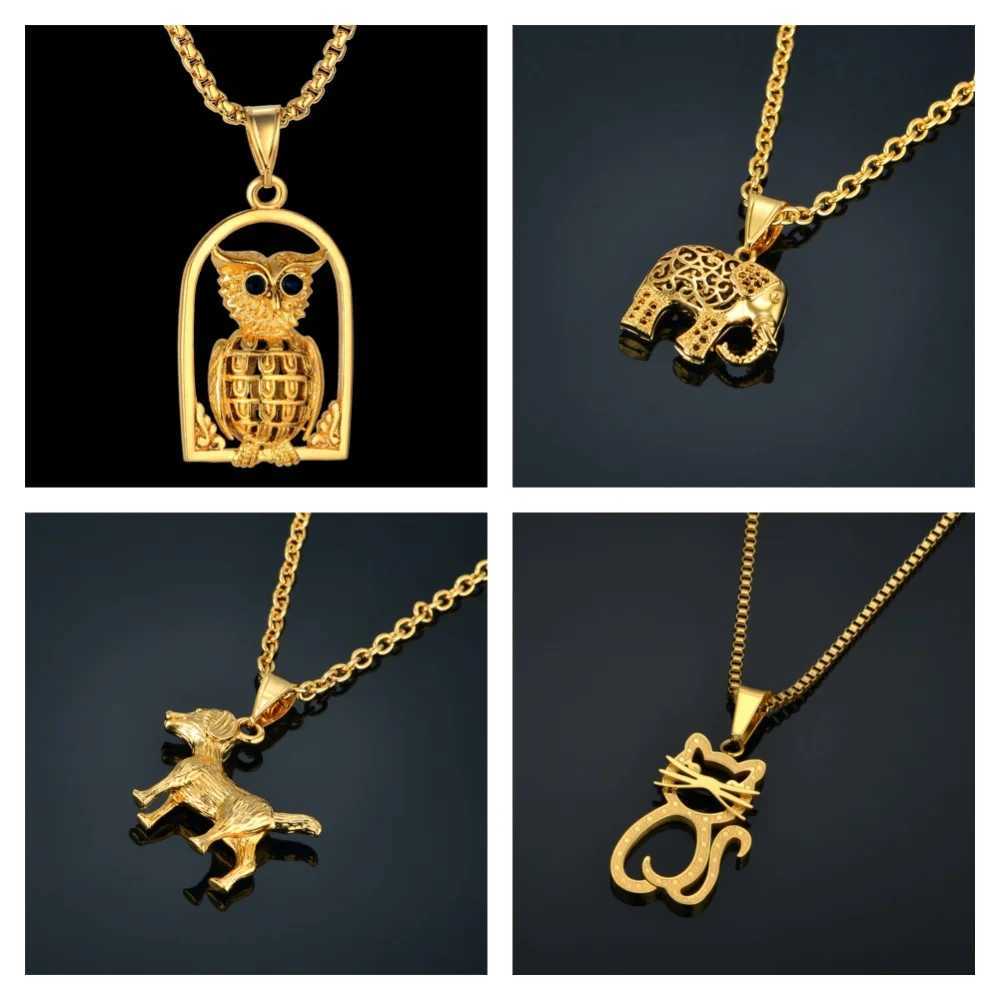 Animal and dog amulets with gold and silver plating beautiful owl and elephant pendant necklaces fashionable wedding accessories for women party jewel