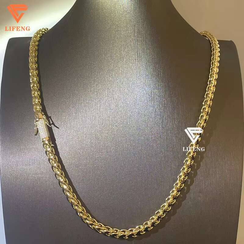 Lifeng Jewelry Wholesale Hip Hop Mens Chain 14k 18k Gold Plated 925 Sterling Silver 6mm Franco Chain Necklace