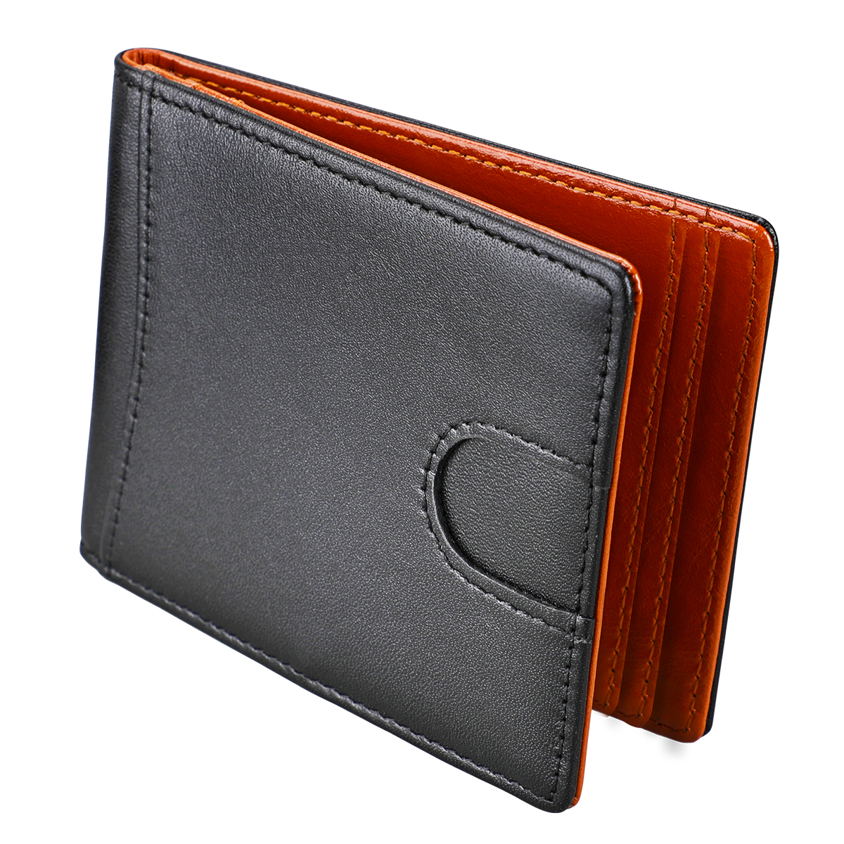 Men's Slim RFID Blocking Bifold Walle With Money Clip Credit Card Holders Minimalist Front Pocket Wallet With ID Window
