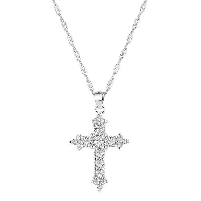 Fashion Minimalist Cross Necklace Light Luxury Zircon Necklace Suitable for Women and Girls Personalized Paradigm Temperature Jewelry Y250329