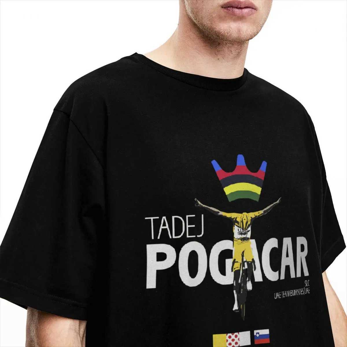 Mens Tadej Pogacar Cycling Pogi Team T-Shirts Cotton Clothing Summer Tour-De France Short Sleeves O-Neck Tshirt Large Size X250329