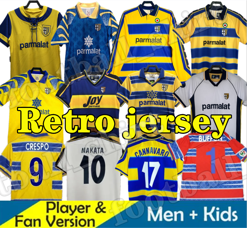 Parma Retro soccer Jerseys Classic BUFFON 1999 2000 998 95 97 99 00 BAGGIO CRESPO CANNAVARO Vintage Football shirt STOICHKOV NAKATA THURAM 01 02 03