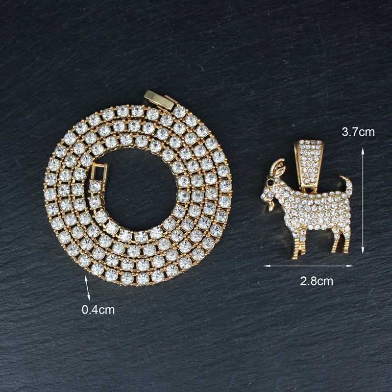 Fashion Gold Plated and Silver Plated Goat Pendant Necklace Hip Hop Tennis Chain Necklace Womens and Mens Gifts Inspiring Jewelry Y250329