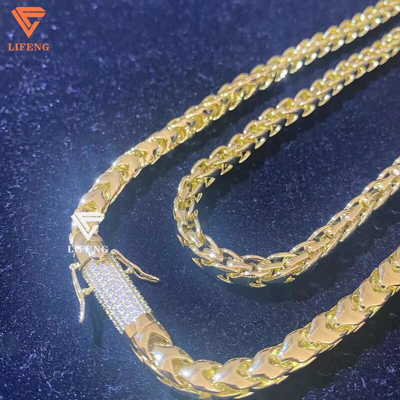 Lifeng Jewelry Wholesale Hip Hop Mens Chain 14k 18k Gold Plated 925 Sterling Silver 6mm Franco Chain Necklace