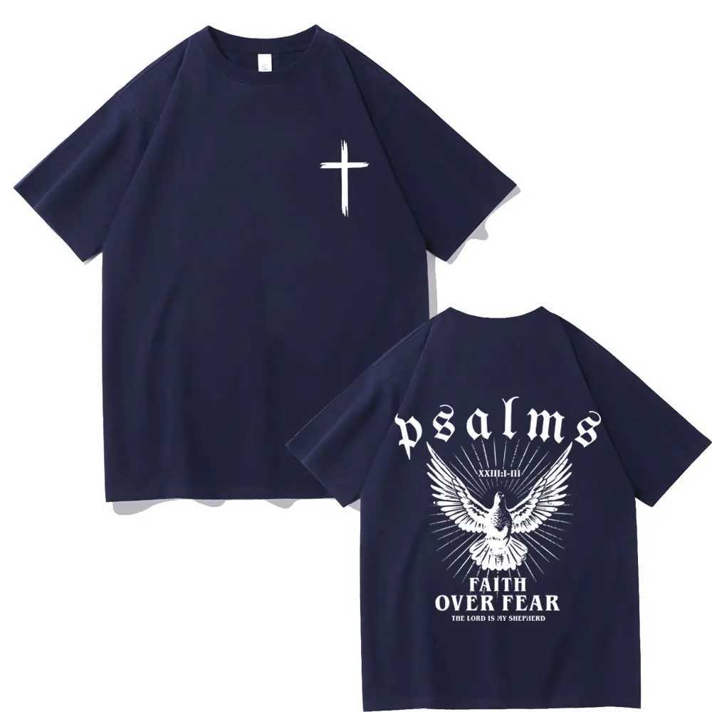 Jesus Faith Over Fear Christian Peace Dove Graphic T-shirts Men Women Fashion Casual Oversized T Shirt Man 100% Cotton Tshirt X250329