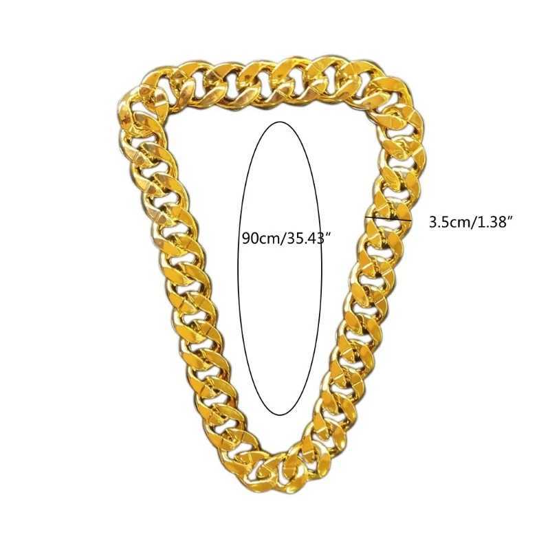 Hip Hop Gold Large Acrylic Thick Chain Necklace Mens Punk Super Large Plastic Chain Mens Jewelry Y250329