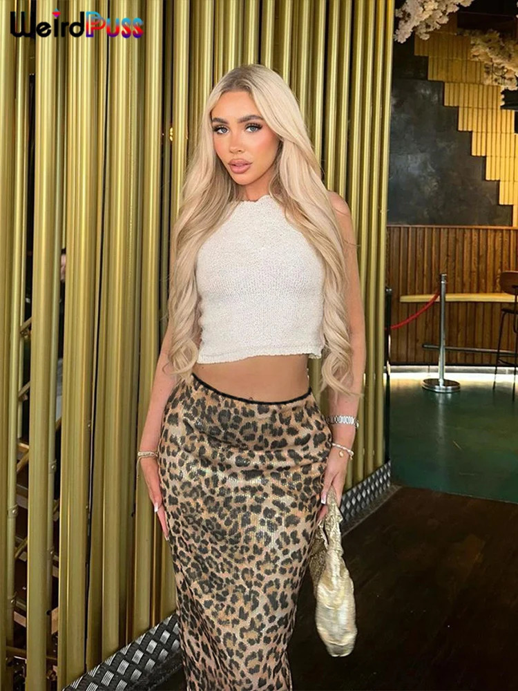 Weird Puss Leopard Print Sequeins Skints Womens Hipster Fashion Womens Stretch Midnight Clubwear Skinny Long Bottoms 250327