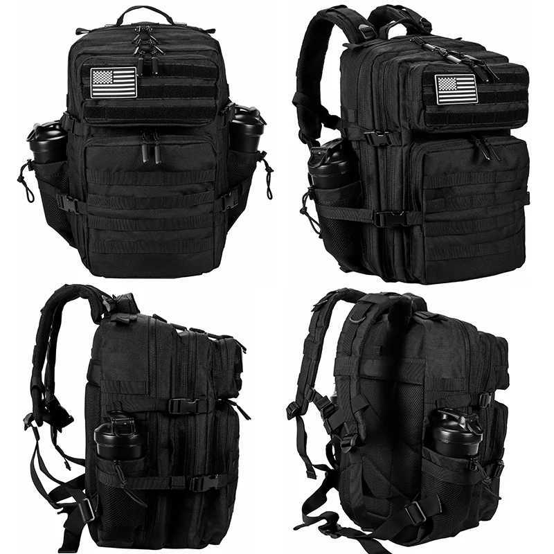 45L/35L/25L Mens and Womens Tactical Bag Waterproof Outdoor Travel Hiking Fitness Bag Military Rucksack with Bottom Bracket W250329