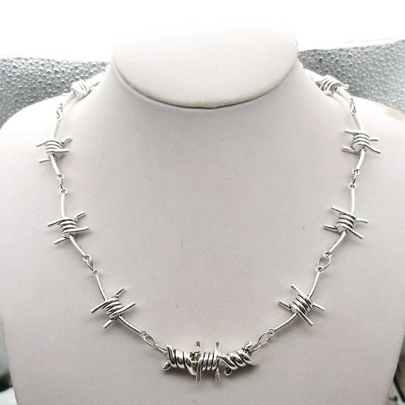 New Small Thread Bracelet Iron Neutral Necklace Womens Hip Hop Gothic Punk Style Thorn Chain Necklace Y250329