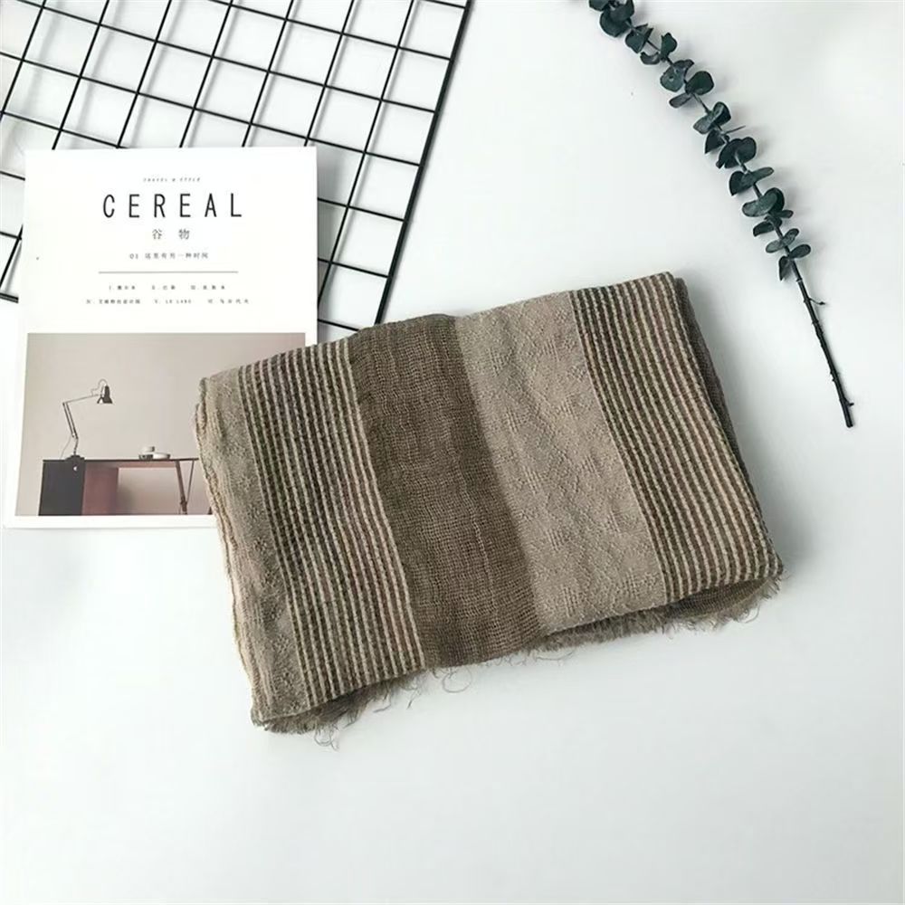 T378 autumn and winter grid color matching scarf unique woven cotton scarf ethnic minority headscarf cold shawl