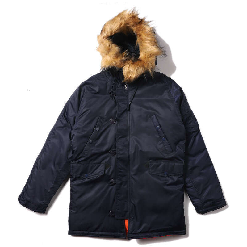 Norman Long American Military Equipment N3b Pilot Cotton Men's Winter Coat Hooded Thick Medium Long Style Trendy